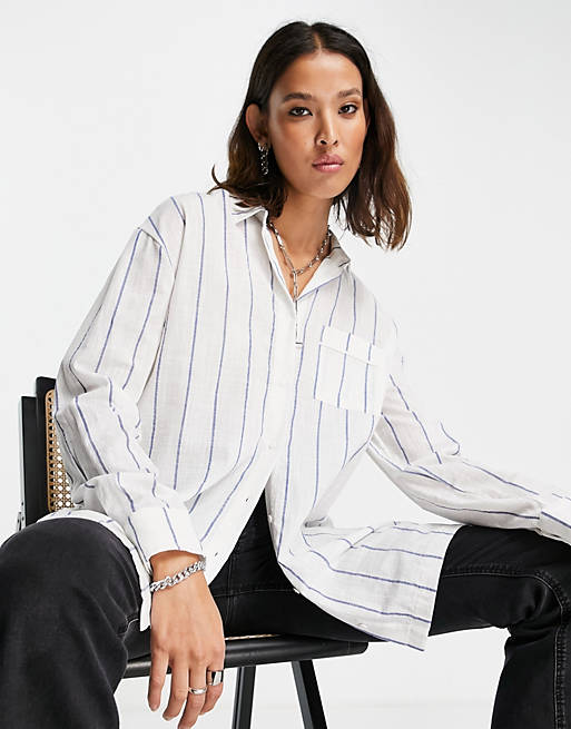 Tops Shirts & Blouses/Topshop woven stripe shirt in multi 