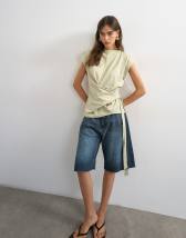 Topshop wrap detail cap sleeve top in sage