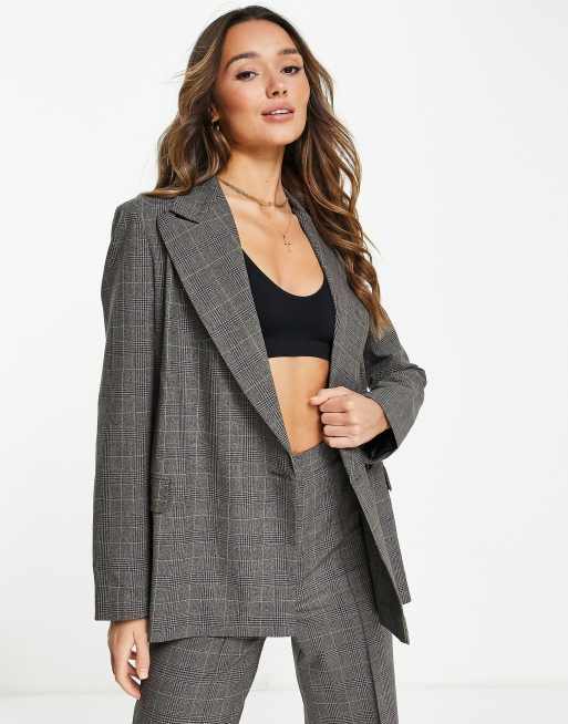 Double Breasted Plaid Blazer