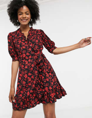 red floral dress topshop