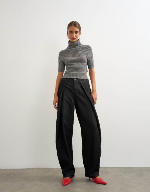 Topshop Wrap Front jeans washed black, 2 of 5