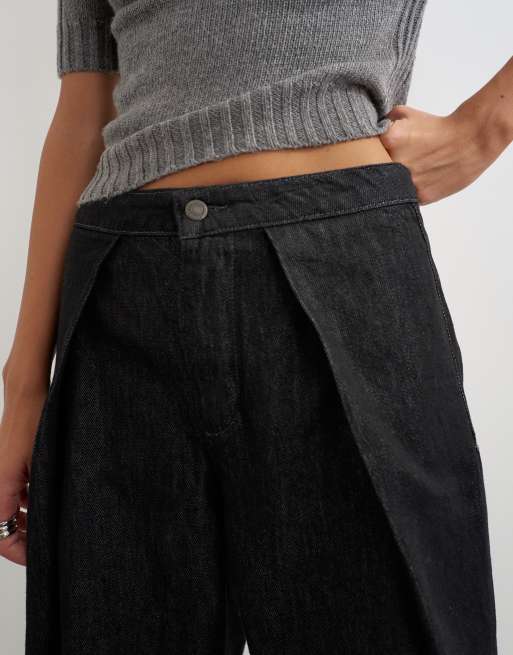 Topshop Wrap Front jeans washed black, 3 of 5