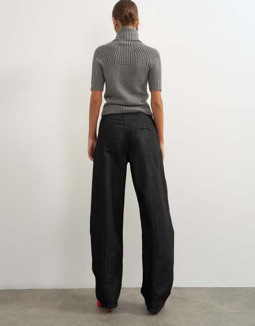 Topshop Wrap Front jeans washed black, 4 of 5