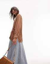 ASYOU mix and match oversized satin shirt in sage green (part of a set)