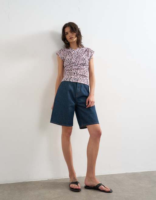 Topshop wrap front short sleeve top in multi, 2 of 4
