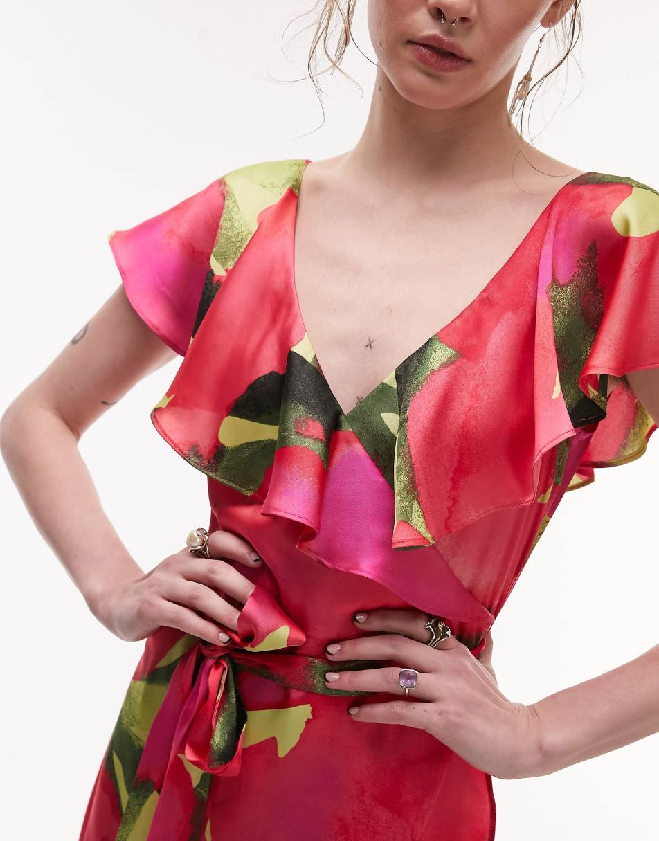 Topshop tie dye cut out midaxi dress in multi