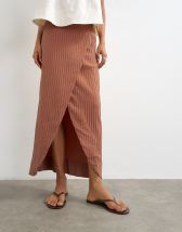 Topshop wrap maxi skirt in rust stripe