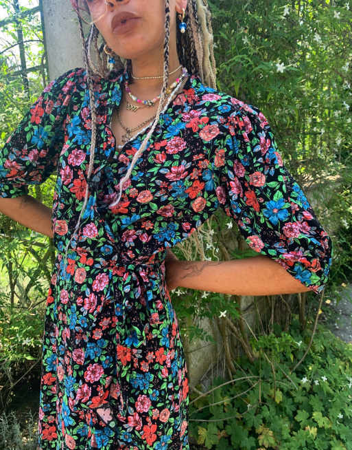 topshop floral wrap midi dress Topshop wrap midi dress in floral print