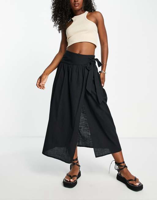 Topshop wrap midi skirt in black - part of a set, 4 of 4