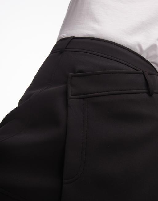Topshop wrap tailored mini skirt in black, 3 of 5