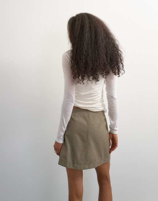 Topshop wrap tie mini skirt in taupe, 5 of 5