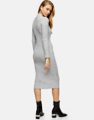 topshop grey ribbed dress