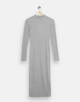 topshop grey ribbed dress