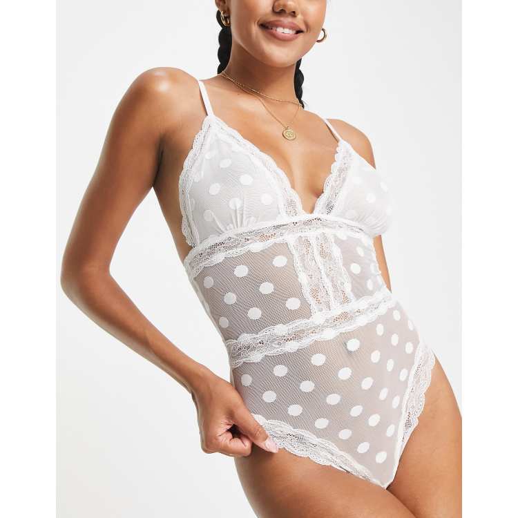 Asos Donna Abbigliamento Intimo Body intimo Body in rete bianca a posi con finiture in pizzo Wren 