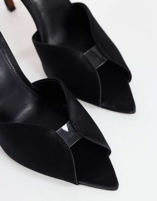 Topshop Wren peep toe-sandal med hög klack i svart, 4 av 4