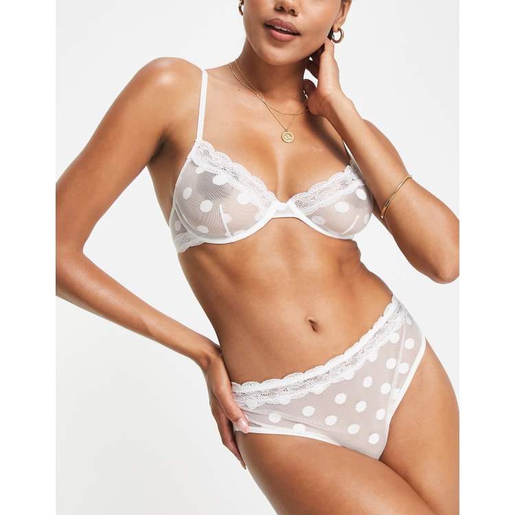 Topshop Mia satin lace bra in white