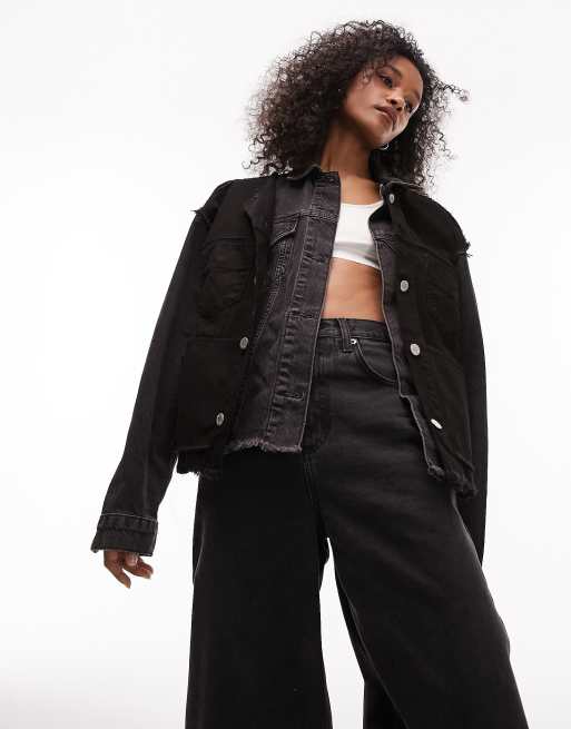 Topshop X BY.WUZZY reversible denim jacket in washed black