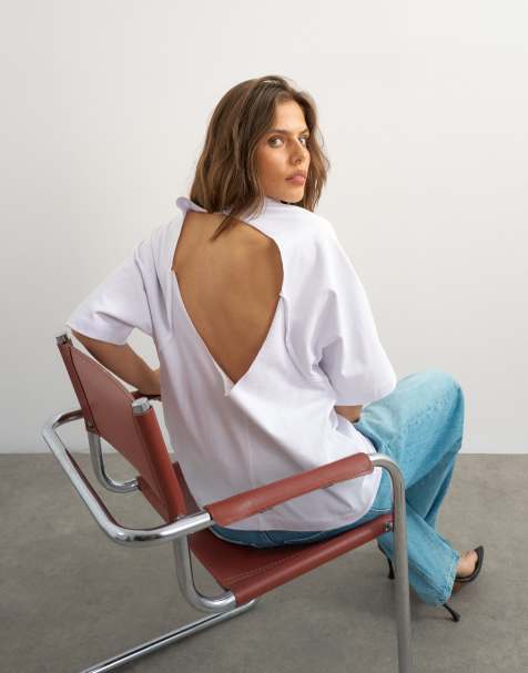 Topshop X Cara - camiseta con espalda abierta en crudo - view 1