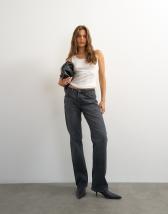 Topshop X Cara high rise slim straight jean in washed black