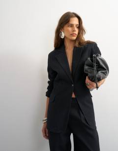X Cara oversized pinstripe denim co-ord blazer in indigo