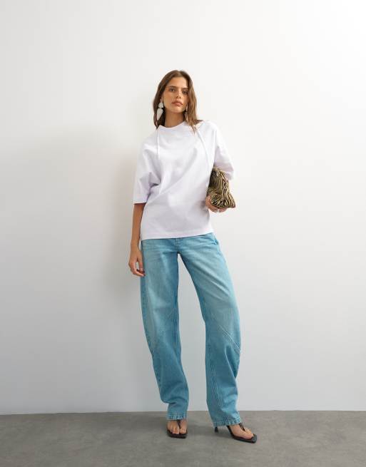 Topshop X Cara T-shirt aperta dietro in ecru, 3 di 4