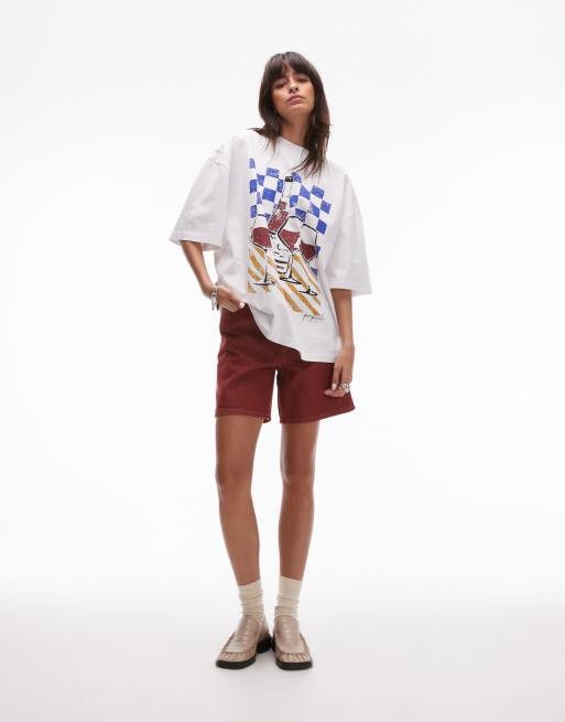 Topshop x Grace Percival – Biały T-shirt oversize z grafiką, 3 z 5