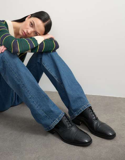 Topshop x Talia Byre brogues premium de cuero auténtico en negro - view 1