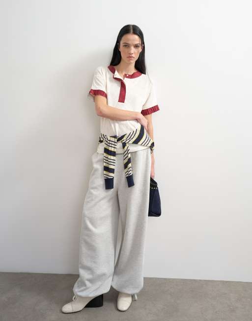 Topshop x Talia Byre contrast trim jersey top in off white, 2 of 6