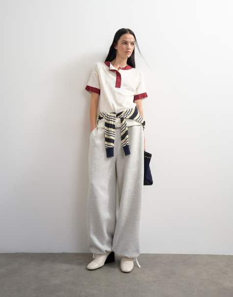 Topshop x Talia Byre joggers con cordón en el bajo en gris - view 1