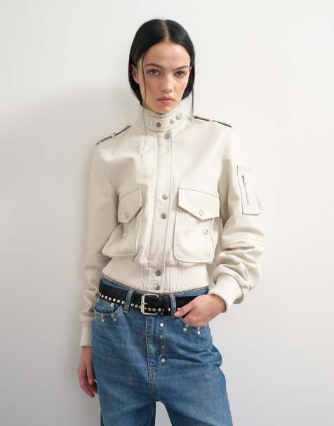 Topshop x Talia Byre leather jacket in off white - view 1