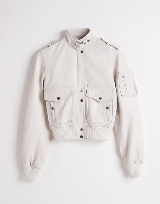 Topshop x Talia Byre leather jacket in off white, 6 of 7