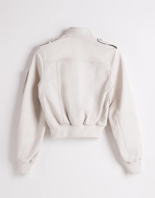 Topshop x Talia Byre leather jacket in off white, 7 of 7