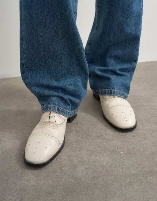 Topshop x Talia Byre Premium-Brogue aus Echtleder in Wollweiß, 4 von 6