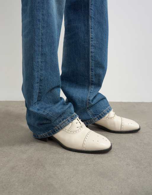 Topshop x Talia Byre premium brogue i ægte læder i råhvid, 2 af 6