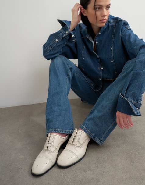 Topshop x Talia Byre premium brogue van echt leer in gebroken wit - view 1