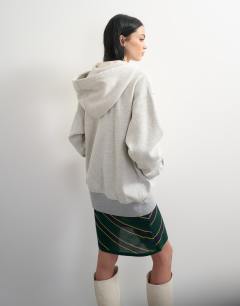 Model wearing Topshop x Talia Byre premium heavyweight hoodie in grey 