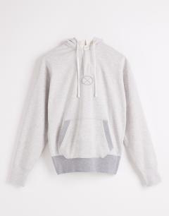 Model wearing Topshop x Talia Byre premium heavyweight hoodie in grey 