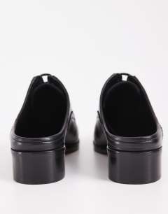 Model wearing Topshop x Talia Byre premium real leather brogue in black