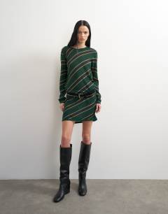 Model wearing Topshop x Talia Byre premium real leather knee high boot in black