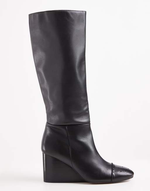 Topshop x Talia Byre premium real leather knee high boot in black, 5 of 6