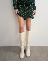 Topshop x Talia Byre premium real leather knee high boot in off white