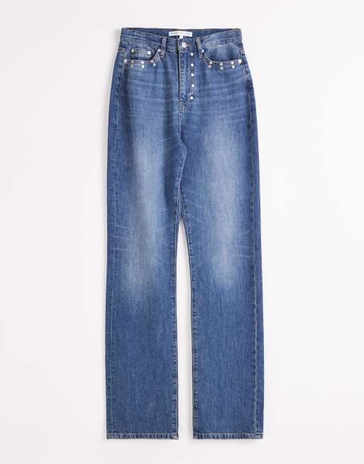 Topshop x Talia Byre straight leg studded jeans in washed blue, 6 of 7