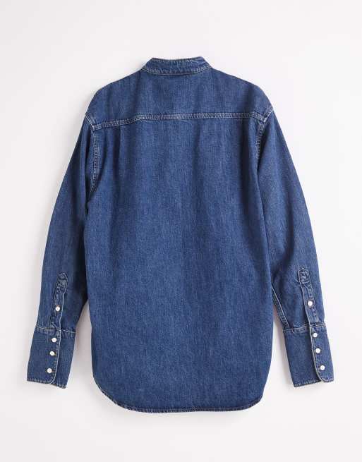 Topshop x Talia Byre wide placket studded shirt in washed blue, 7 of 7