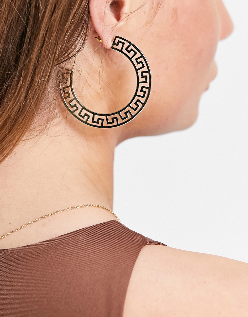Topshop XL hoop earrings in gold monogram