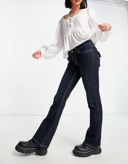 Topshop – Y2K – Ausgestellte Jeans in Indigoblau 