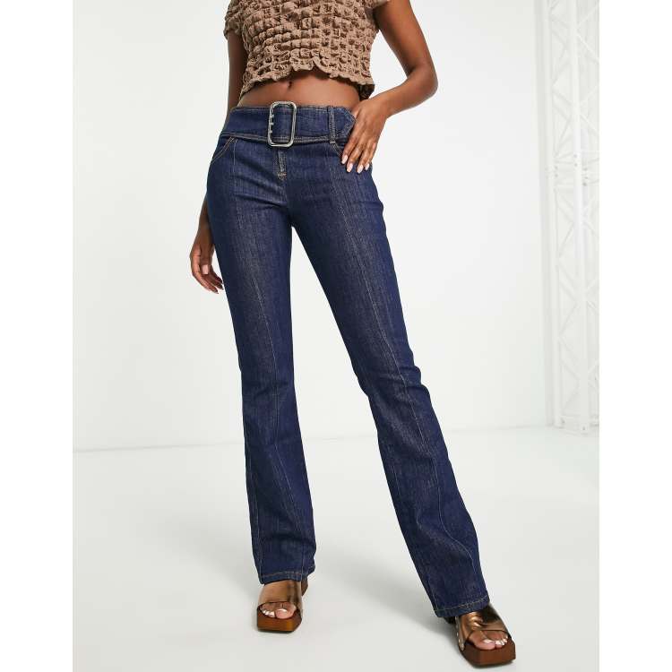 Y2K Side Ruffle Flare Jeans - M – Adult World Shop