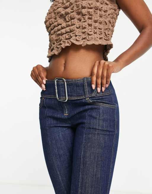 Indigo Vintage Wash Buckle Denim Mini Bandeau Top