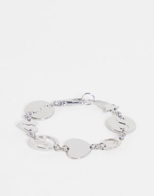 Topshop yin yang alien charm bracelet in silver