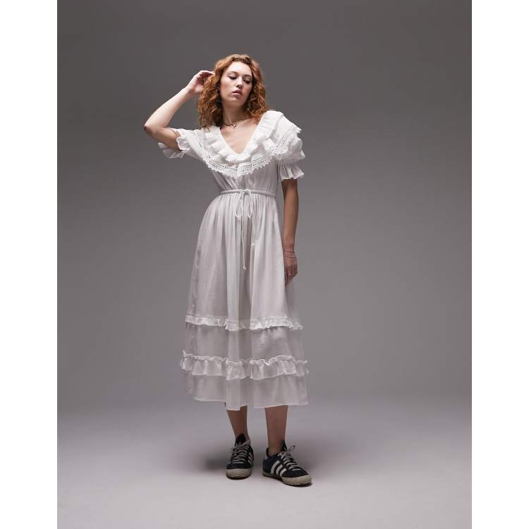 Miss selfridge button through broderie maxi dress deals