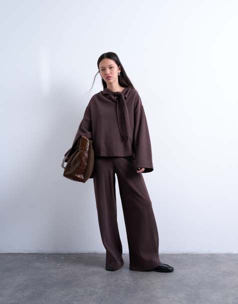 Topshop - Zachte co-ord set in chocoladebruin - view 1